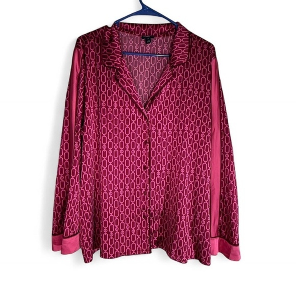 I.N.C Women's Pink Geometric Pattern Top